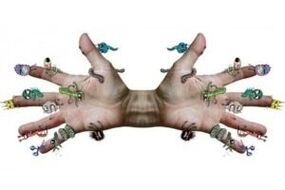 Microbes parasites on human hands